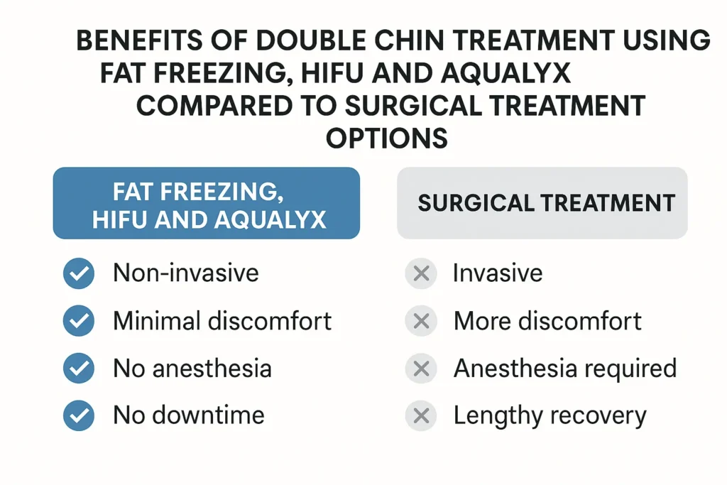 Graphic about the benefits of double chin treatment Hendon - from LA LIPO