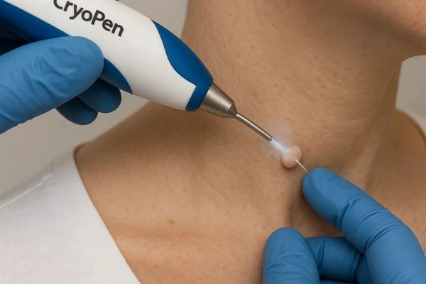 Person receiving Cryotherapy skin tag removal Hendon